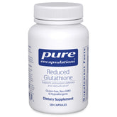 Pure Encapsulations Reduced Glutathione bottle on shelf showing antioxidant support