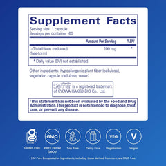 Close-up of Pure Encapsulations Reduced Glutathione capsules on a clean surface