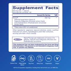 Relora bottle cap closeup emphasizes clean, allergen-free formulation