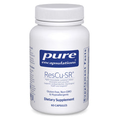 Pure Encapsulations ResCu-SR bottle close-up highlighting sustained-release design for daily support.