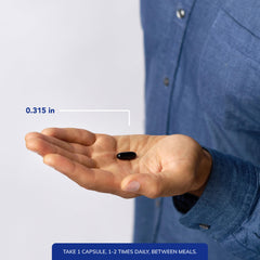 Product shot of the capsules with seal indicating purity.
