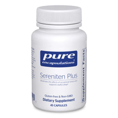 Pure Encapsulations Sereniten Plus bottle with capsules supporting occasional stress and restful sleep