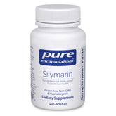 Pure Encapsulations Silymarin bottle front with 250 mg milk thistle for liver support