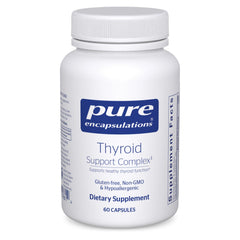Pure Encapsulations Thyroid Support Complex bottle on a clean surface, supporting thyroid health with essential nutrients.