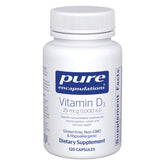 Pure Encapsulations Vitamin D3 1000 IU bottle front view supports bone and immune function.