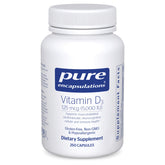Pure Encapsulations Vitamin D3 bottle front showing 125 mcg dosage for bone support