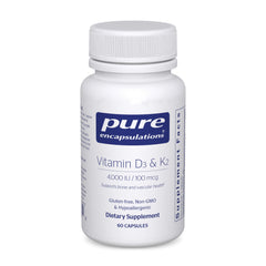 Pure Encapsulations Vitamin D3 & K2 bottle supports bone health and vascular wellness