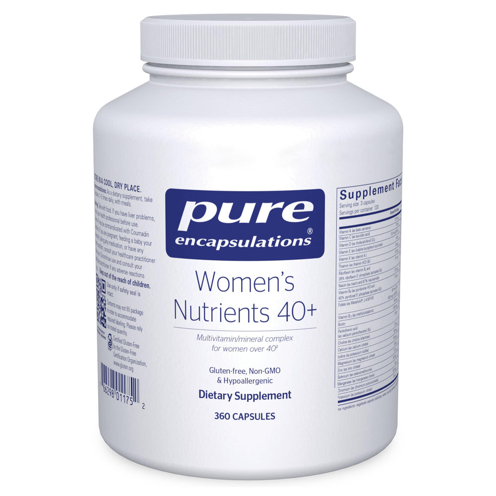 Pure Encapsulations Women's Nutrients 40+ bottle front for daily vitality