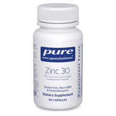 Pure Encapsulations Zinc 30 mg bottle—immune support potential and easy daily use.