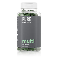 Pure for Men multivitamin bottle front view highlighting energy support
