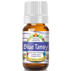 Pure Gold Blue Tansy bottle front, ideal for diffuser use and gifting.