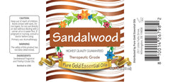 Amber glass packaging preserves purity for Pure Gold sandalwood oil in winter aromatherapy.