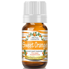 Pure Gold Sweet Orange oil bottle in amber glass for home diffusion and crafts