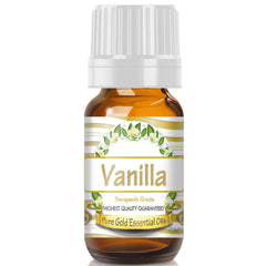 Pure Gold Vanilla bottle highlighting pure vanilla aroma for diffusers and skin.