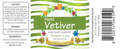 Pure Gold Vetiver Haitian essential oil in amber glass bottle protects potency and stores well.