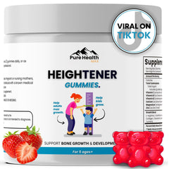 Pure Health Max Heightener Gummies bottle front view for convenient daily growth support.