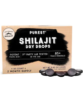 Pure Himalayan Shilajit Dry Drops bottle closeup showing premium quality and energy potential.