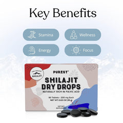 Closeup of Pure Himalayan Shilajit tablets showing potency