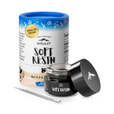 Pure Himalayan Shilajit soft resin in jar shows Grade A purity and minerals.