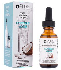Pure Inventions Coconut Water Drops bottle closeup for natural hydration
