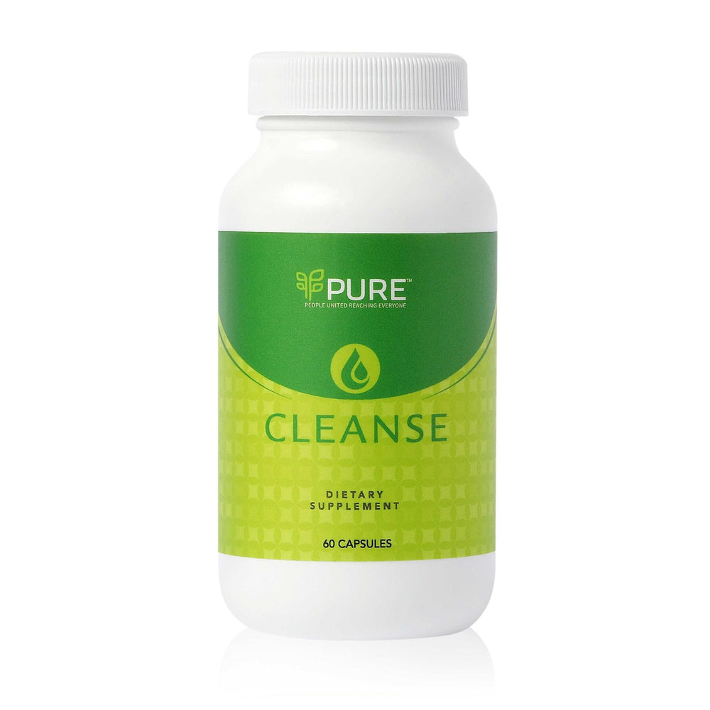 PURE Live Cleanse bottle front, branding visible for daily gut support.