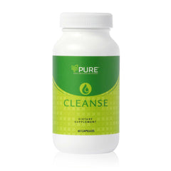 PURE Live Cleanse bottle front, branding visible for daily gut support.