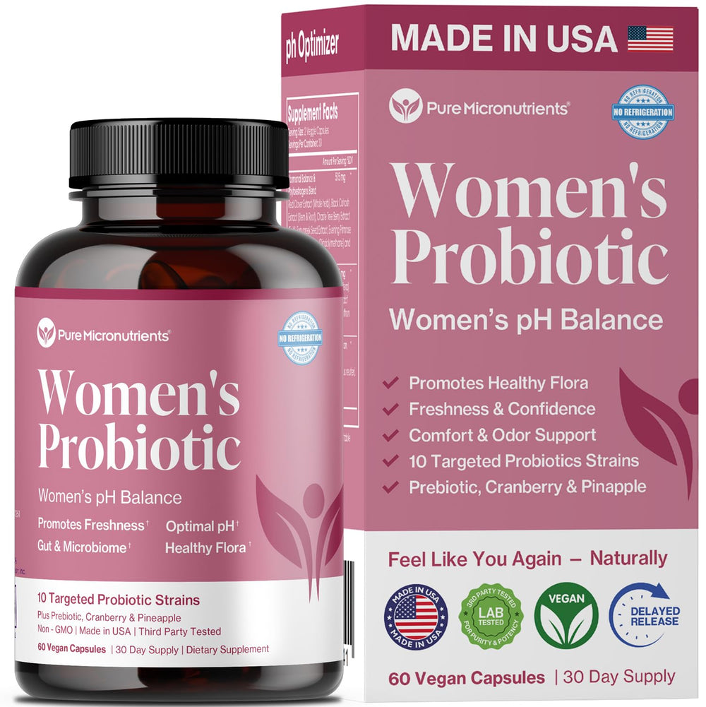 Pure Micronutrients pH Balance vaginal probiotic bottle for daily wellness.
