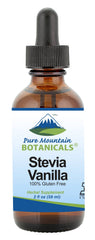 Pure Mountain Botanicals Vanilla Stevia Drops bottle with rich vanilla flavor