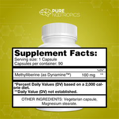 Pure Nootropics Dynamine capsules close-up highlighting fast-acting focus support