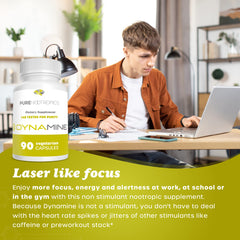 Pure Nootropics Dynamine label detail showing high-purity nootropic blend