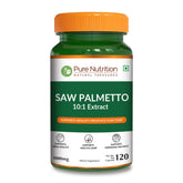 Pure Nutrition Natural Treasures Saw Palmetto bottle for daily prostate comfort support.