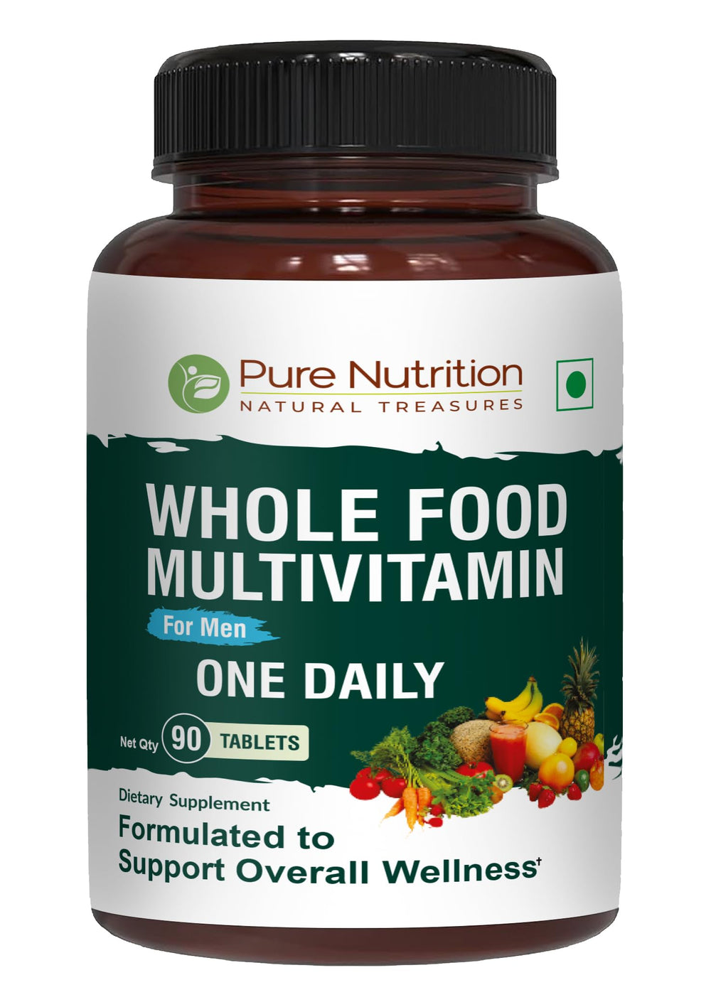 Pure Nutrition Natural Treasures whole-food multivitamin for men bottle front boosts daily nutrient intake