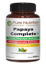 Pure Nutrition Papaya Complete bottle front highlighting natural ingredients for daily wellness and digestion support.