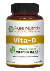 Pure Nutrition Vita D3 K2 tablets in bottle for vegan calcium support