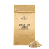 PURE ORIGINAL INGREDIENTS Brown Rice Protein Powder bottle ideal for shakes and smoothies.