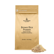 PURE ORIGINAL INGREDIENTS Brown Rice Protein Powder bottle ideal for shakes and smoothies.