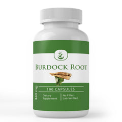 Pure Original Ingredients Burdock Root capsules in a bottle; additive-free daily supplement.
