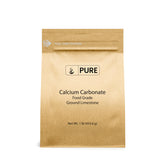 Pure Original Ingredients Calcium Carbonate bottle label shown for baking and acidity adjustment.