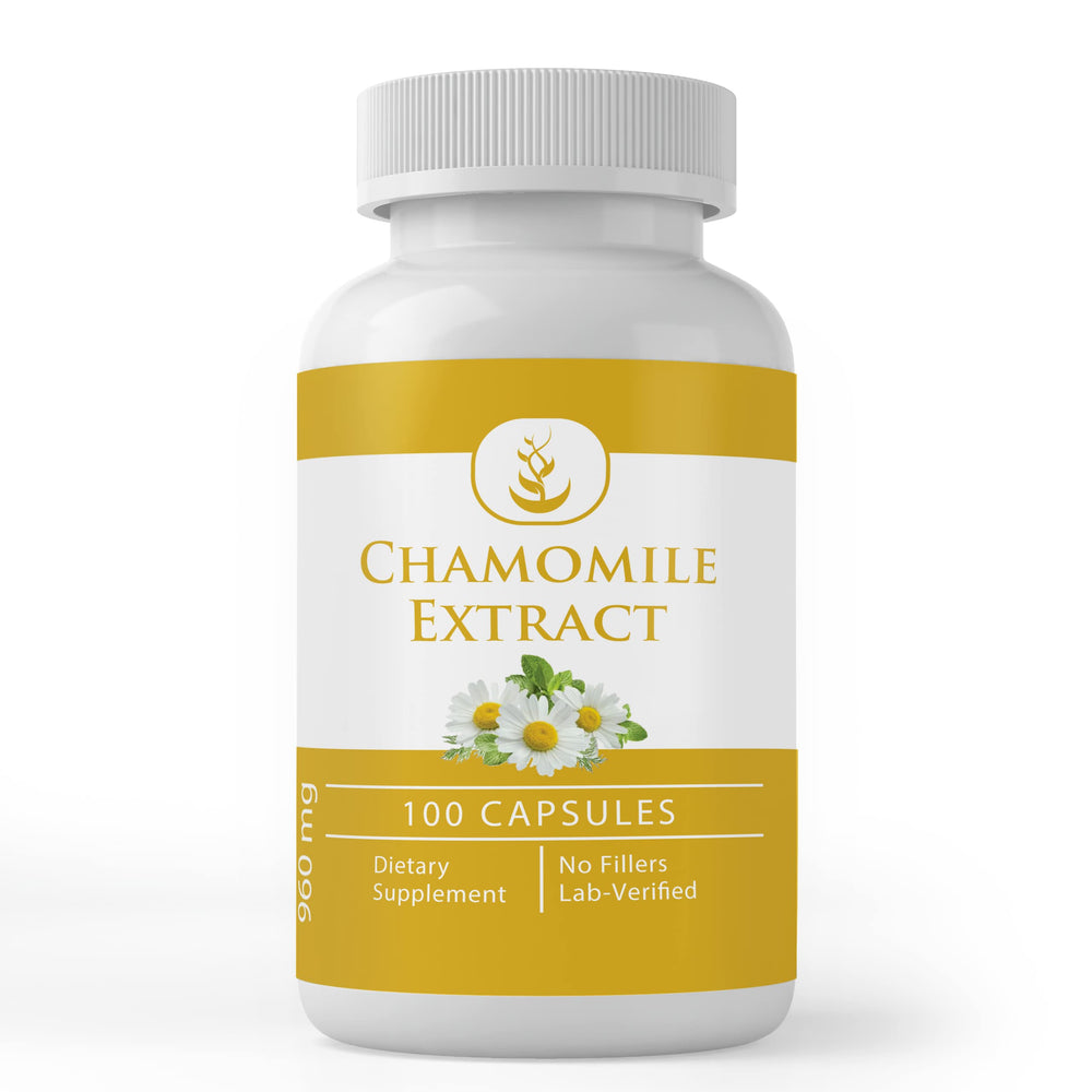 Pure Original Chamomile Extract capsules bottle front for a pure daily supplement