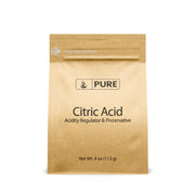 Pure Original Ingredients Citric Acid in a glass jar, ideal for food preservation.