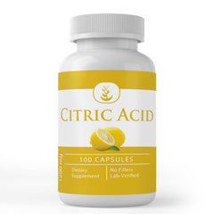 PURE ORIGINAL INGREDIENTS Citric Acid capsules bottle with precise dosing