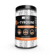 Pure Original Ingredients L-Tyrosine capsules on bottle label for pure daily intake.