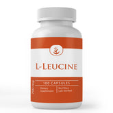 Pure Original Ingredients L-Leucine capsules in bottle highlight purity and no additives.