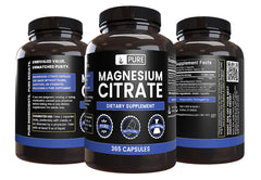 Pure Original Ingredients Magnesium Citrate label highlights a clean, additive-free formula.