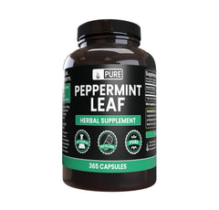 Pure Original Ingredients Peppermint Leaf capsules bottle front highlights purity for daily use.