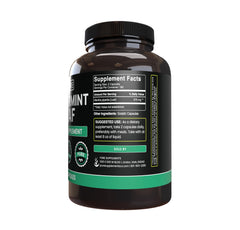 Pure Original Ingredients Peppermint Leaf capsules close-up emphasizes a single-ingredient formula.