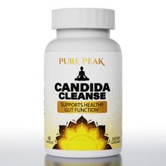Pure Peak Candida Cleanse bottle side view for daily gut support.