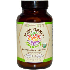 Pure Planet Amla-C Plus Powder bottle with vibrant label supports immune health and absorption.