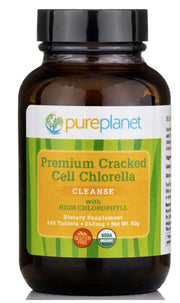 PURE PLANET cracked cell chlorella bottle for daily greens and organic quality