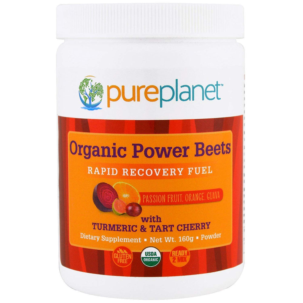 Pure Planet Power Beets tub front showing tropical flavor ideal post-workout